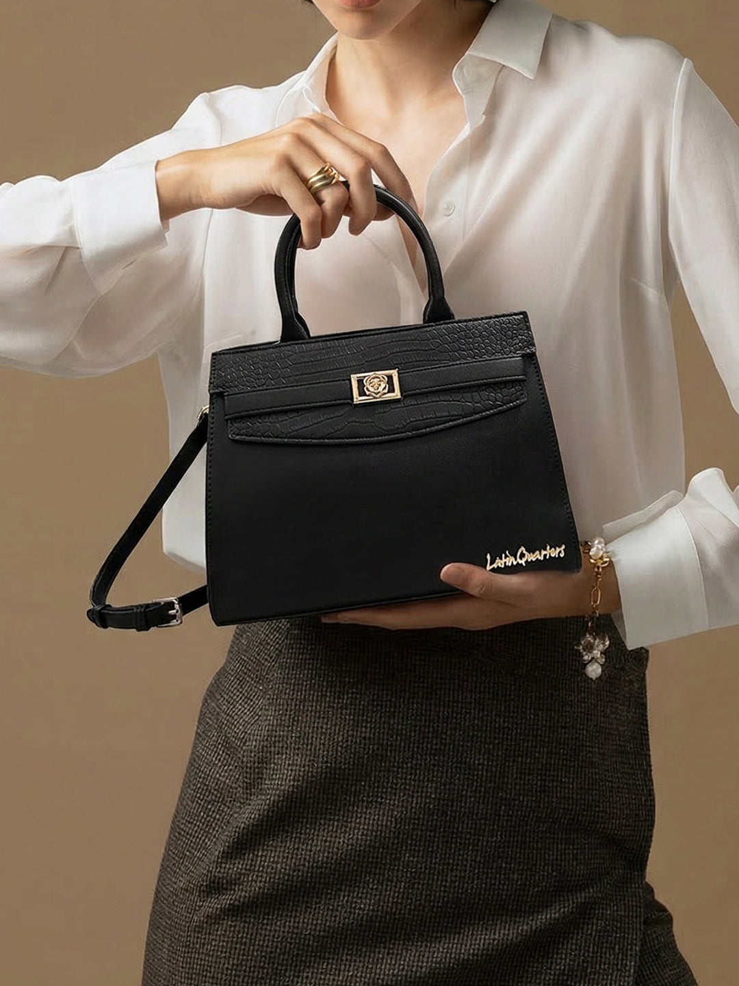 Latin Quarters Women Black Solid Casual Satchel Bag