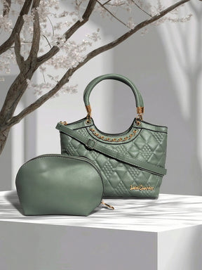 Latin Quarters Women Green Textured Casual Two handled Satchel