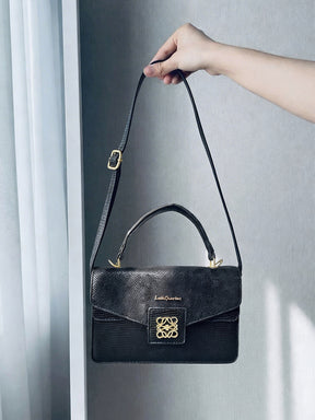 Latin Quarters Women Black Textured Casual Satchel Bag
