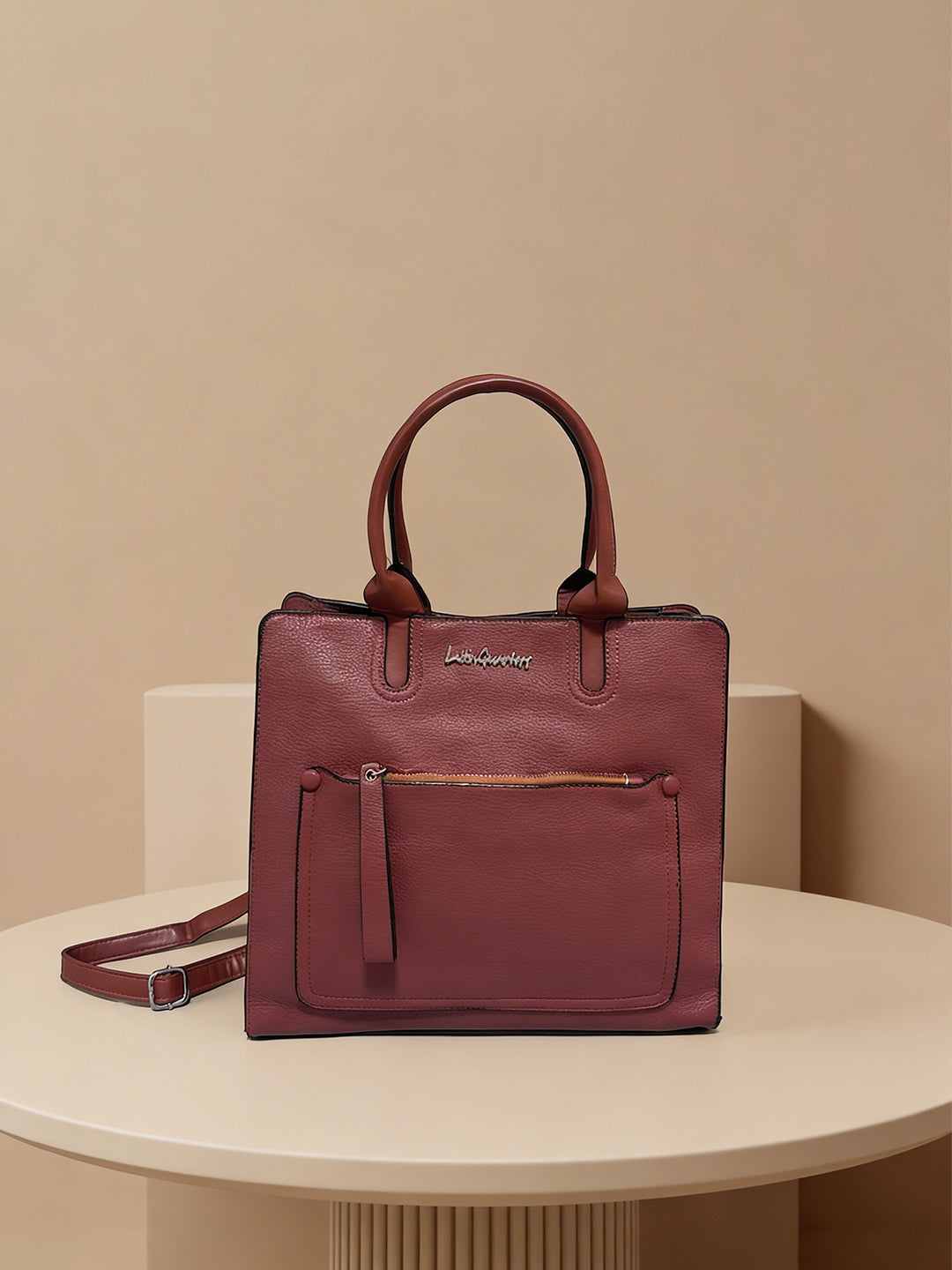 Latin Quarters Women Brown Solid Casual Two handled Handheld Bag