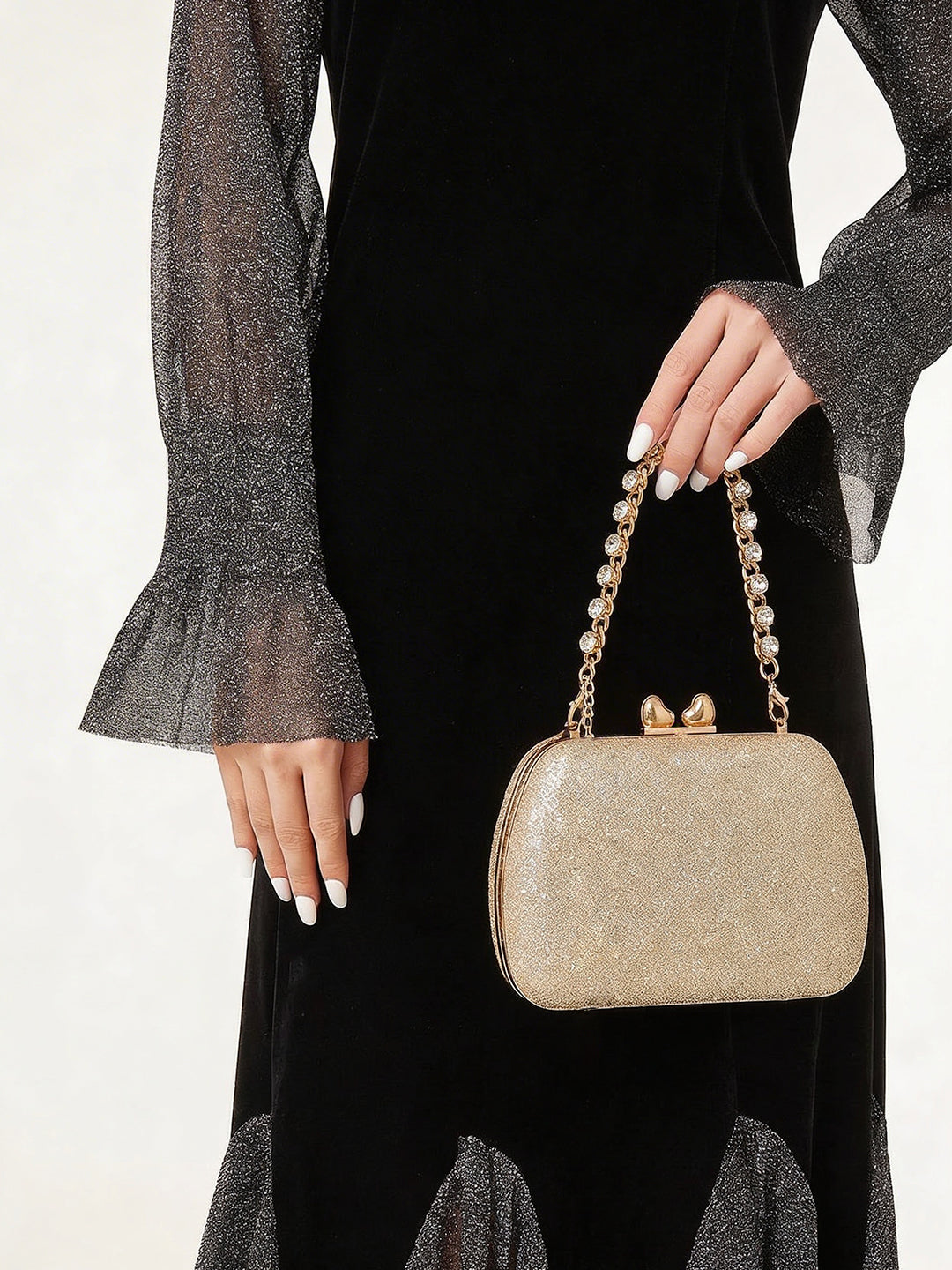 Latin Quarters Women Gold Embellished Party Sling Bag
