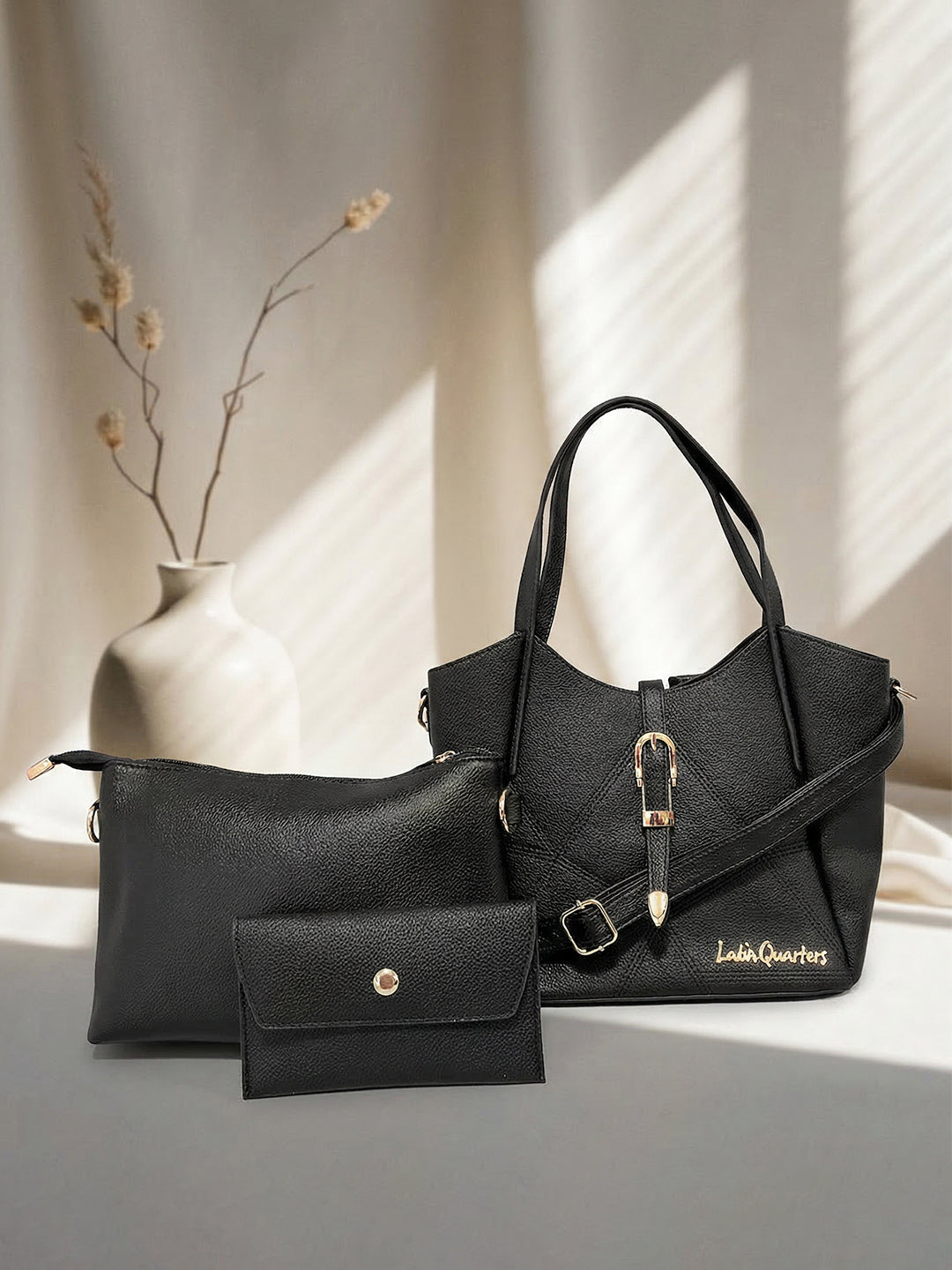 Latin Quarters Women Black Solid Formal Satchel Bag