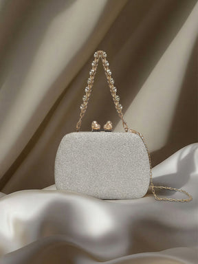 Latin Quarters Women Silver Embellished Party Sling Bag