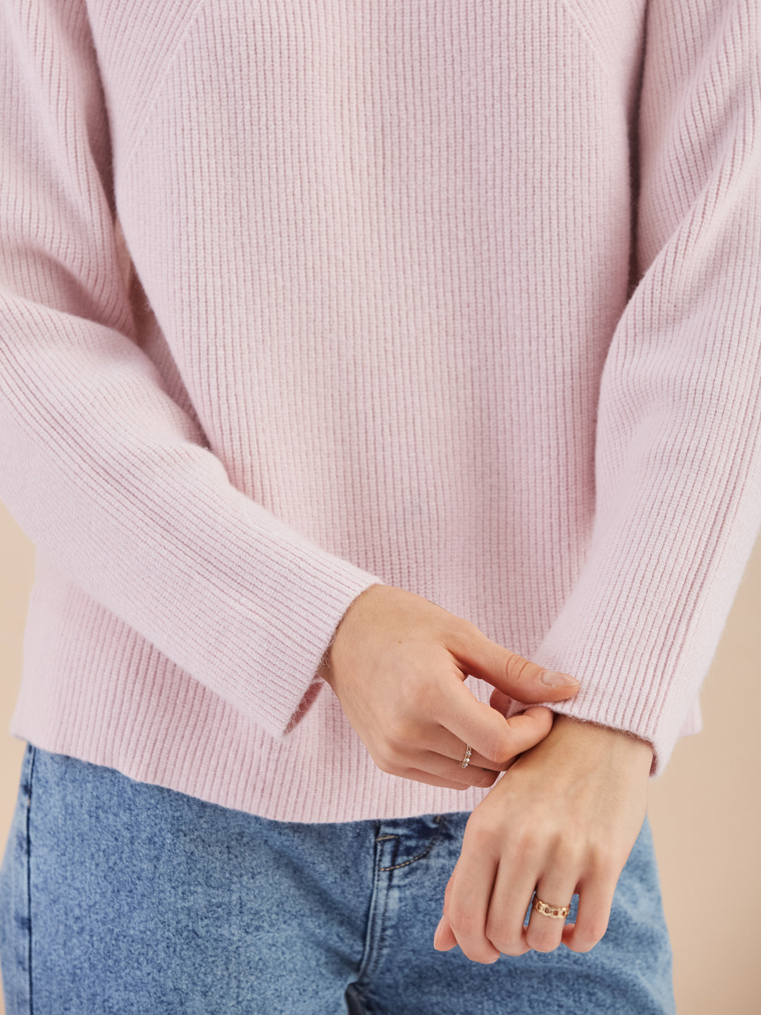 Latin Quarters Women'S Pink Turtle Neck Full Sleeves Solid Casual Sweater