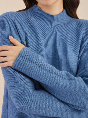 Latin Quarters Women Blue Turtle Neck Full Sleeve Solid Sweater