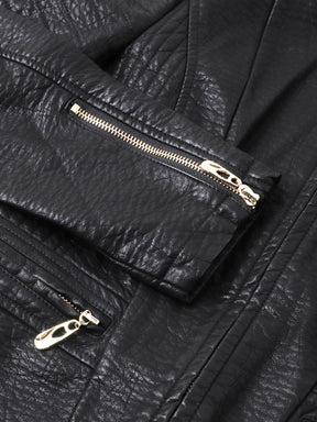 Latin Quarters Women's Solid Black Full Sleeve Mandarin Neck Casual Biker Jacket