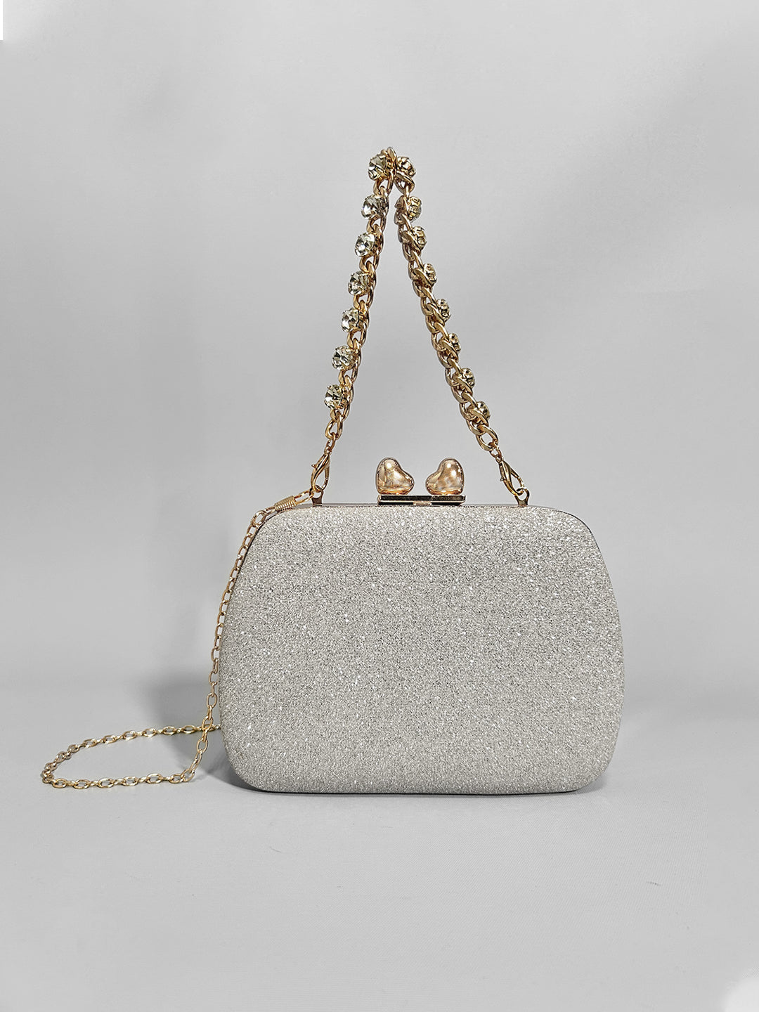Latin Quarters Women Silver Embellished Party Sling Bag