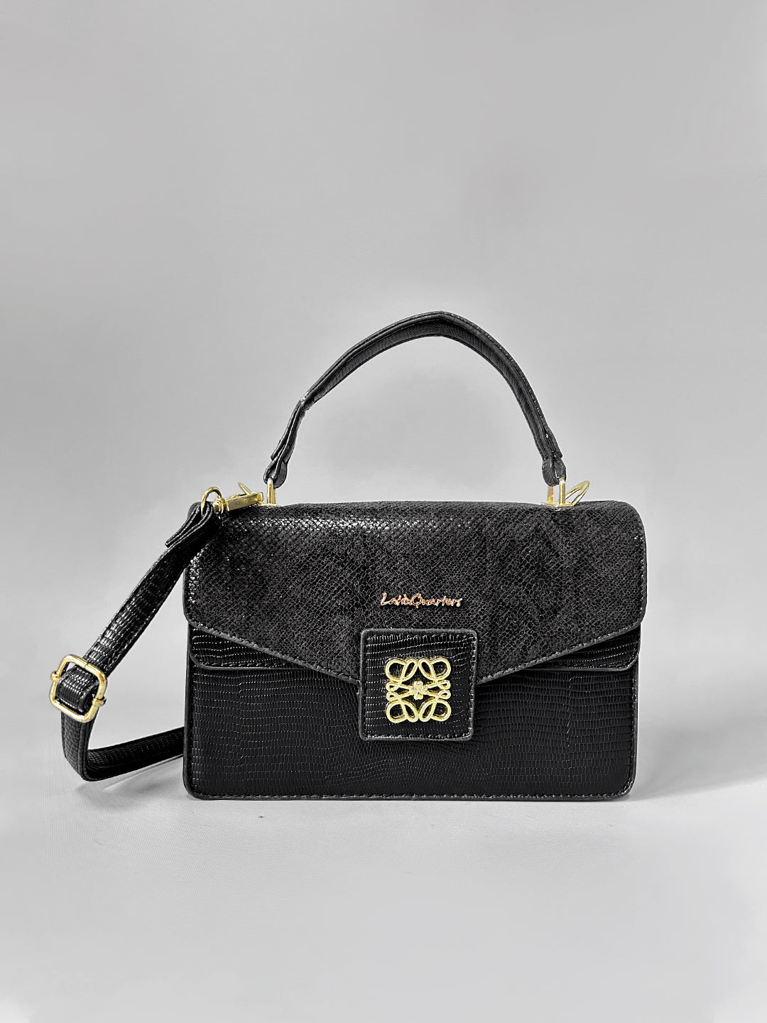 Latin Quarters Women Black Textured Casual Satchel Bag