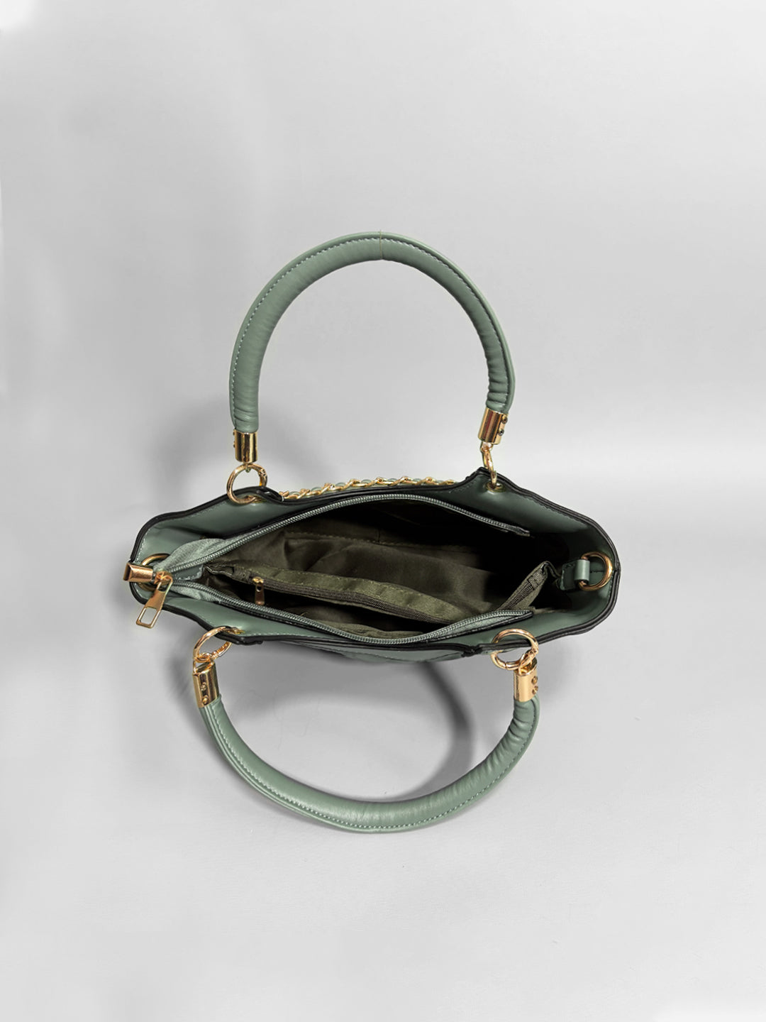 Latin Quarters Women Green Textured Casual Two handled Satchel