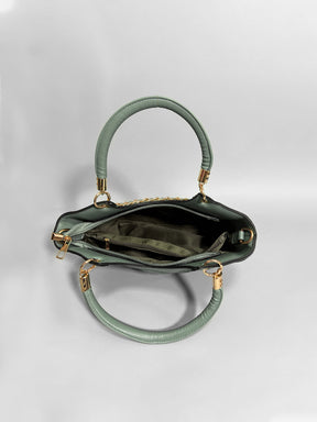 Latin Quarters Women Green Textured Casual Two handled Satchel