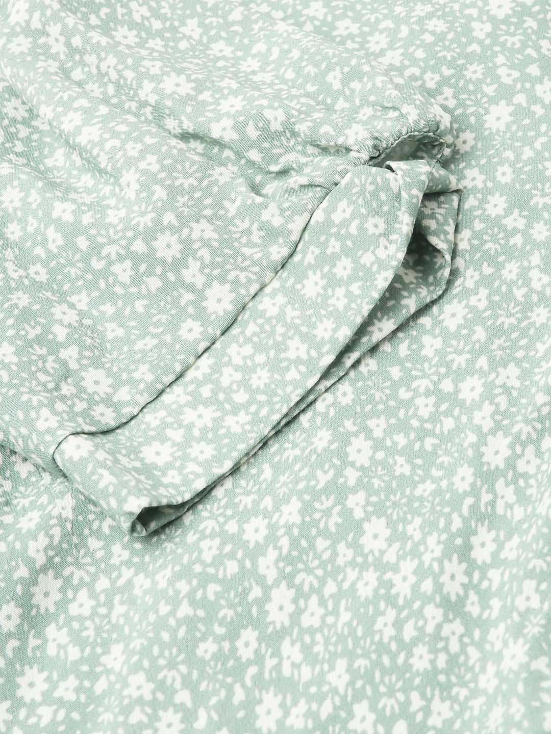 Latin Quarters Women's Green Short Sleeve Collar Neck Casual Printed Shirt