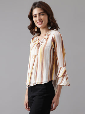 YELLOW FULL SLEEVE PRINTED NORMAL BLOUSE TOP