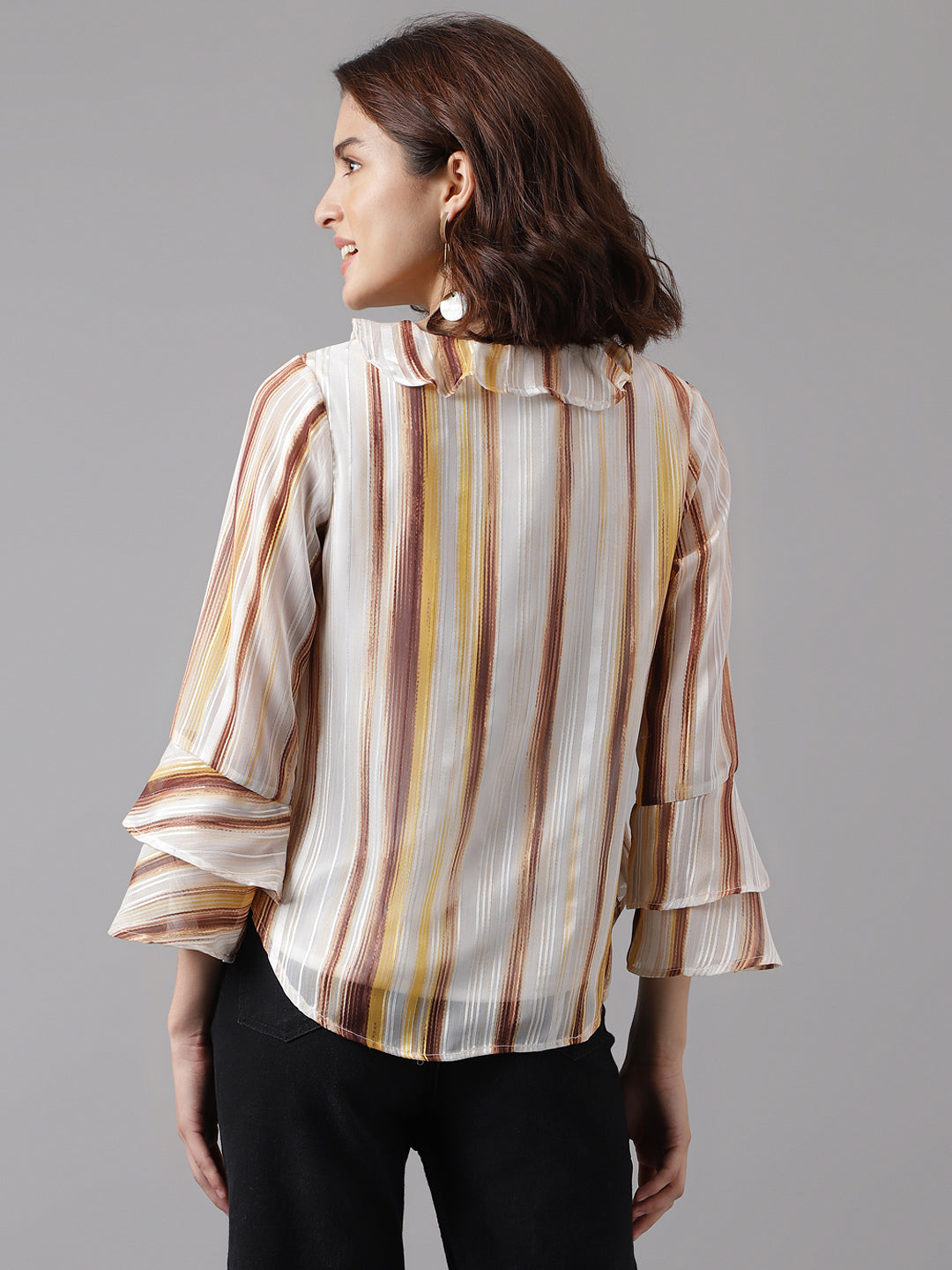 YELLOW FULL SLEEVE PRINTED NORMAL BLOUSE