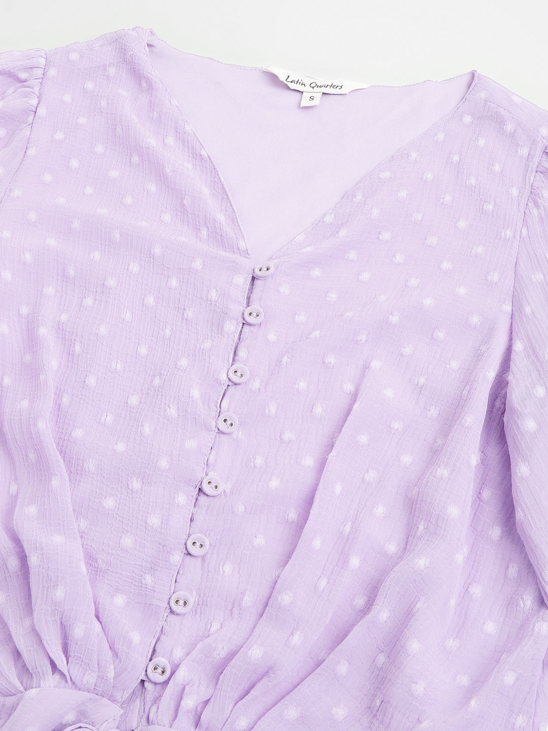 Lavender Full Sleeve Solid Normal Blouse Top