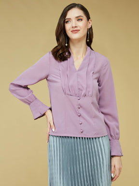 Lilac Full Sleeve Solid Blouse