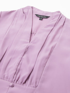 Latin Quarters Women Lilac Solid Full Sleeve Casual Top