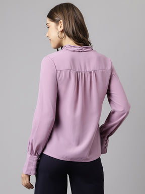Latin Quarters Women Lilac Solid Full Sleeve Casual Top
