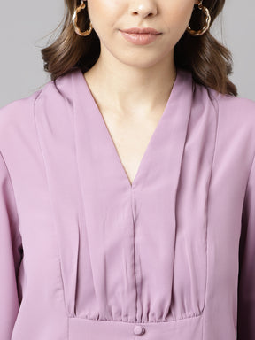 Latin Quarters Women Lilac Solid Full Sleeve Casual Top
