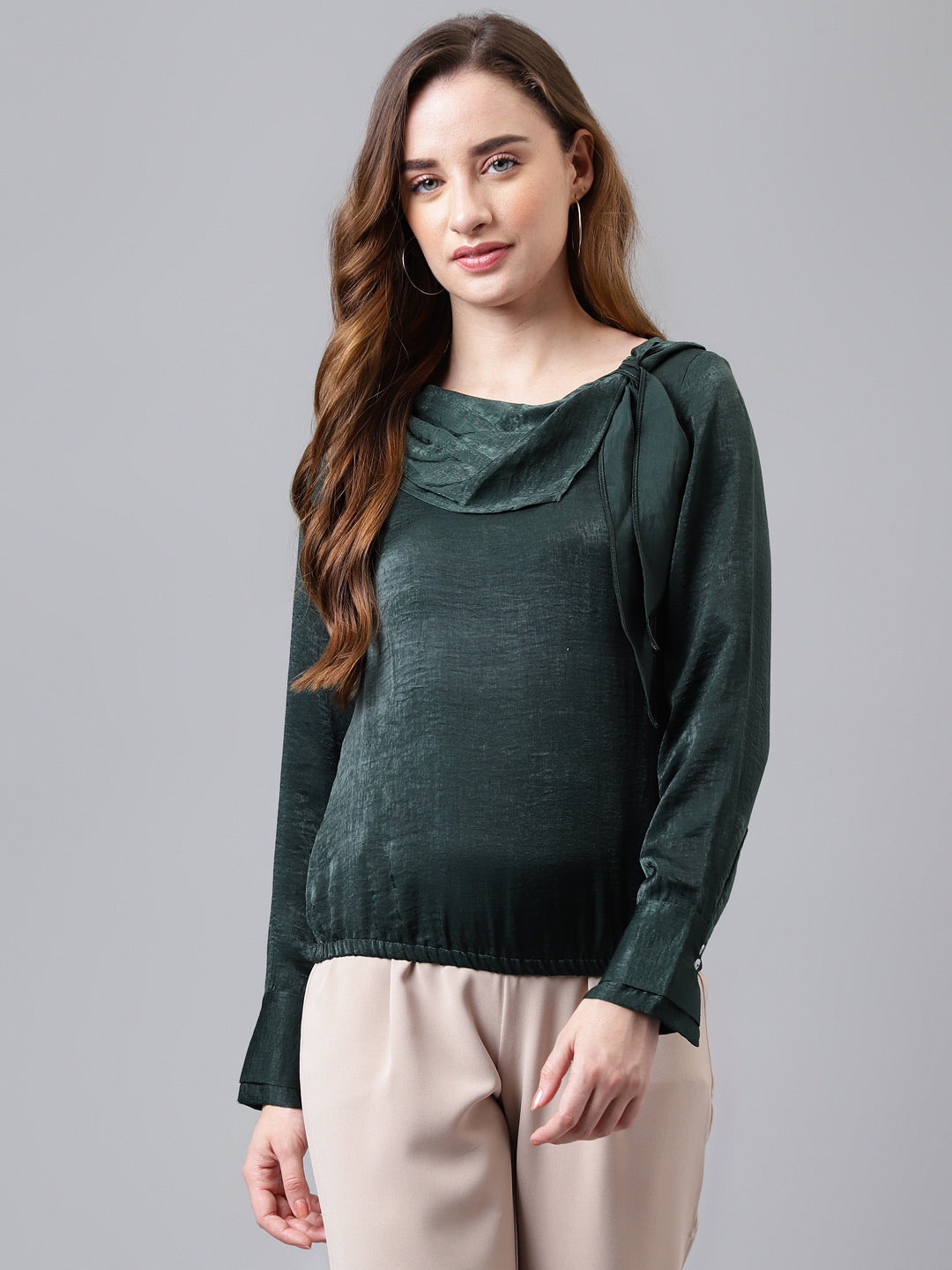 Greenbottle Full Sleeve Solid Normal Blouse Top