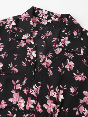 Latin Quarters Women Black Printed Full Sleeve Casual Shirt
