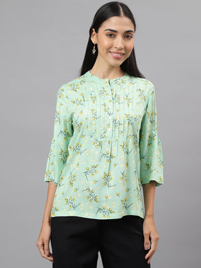 Latin Quarters Women Green Printed 3/4Th Sleeve Casual Tunic