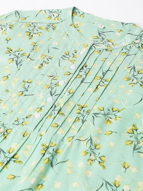 Latin Quarters Women Green Printed 3/4Th Sleeve Casual Tunic