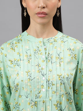 Latin Quarters Women Green Printed 3/4Th Sleeve Casual Tunic