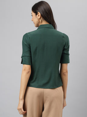 Green Solid Half Sleeve Casual Shirt