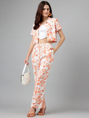 Orange Printed Polyester Blouse