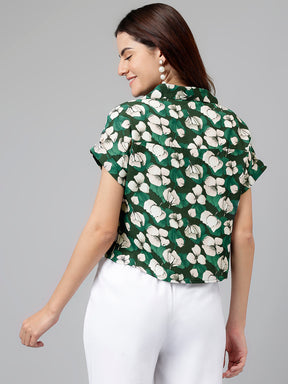 Green Printed Polyester Blouse