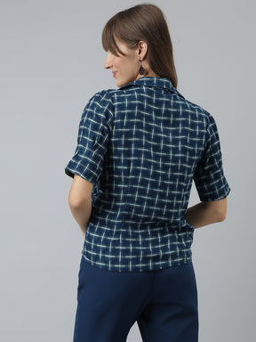 Checks Shirt Casual Half Sleeves Teal Shirt