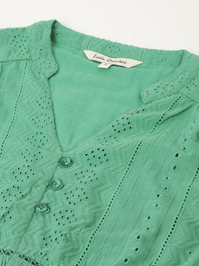 Green Solid Cotton Blouse