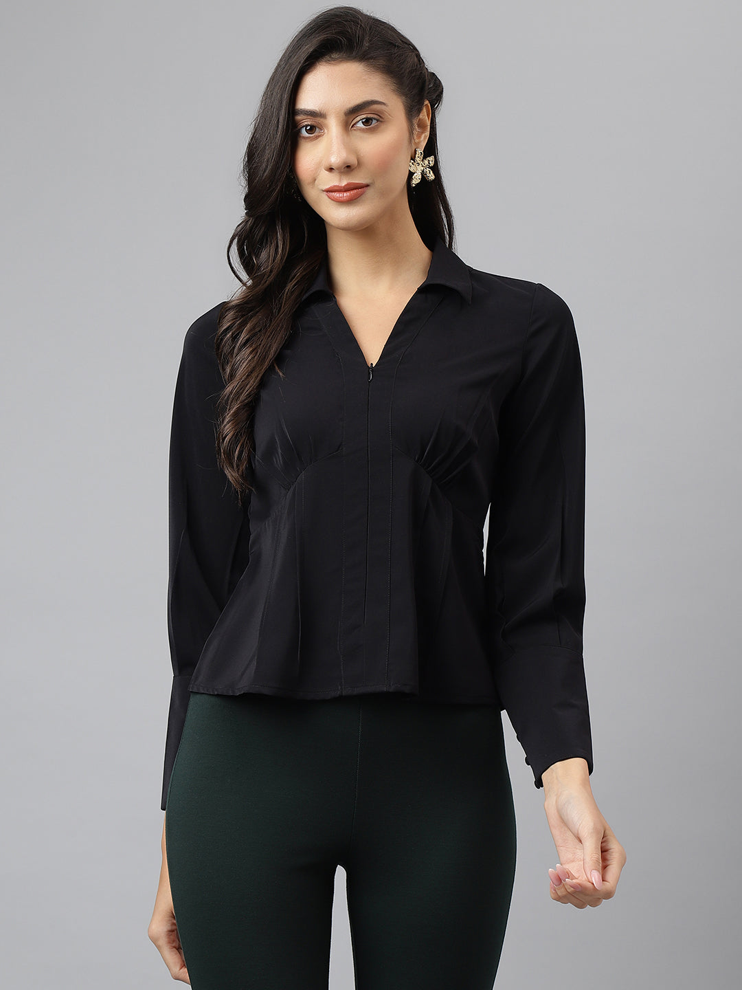 Black Solid Full Sleeve Casual Shirt