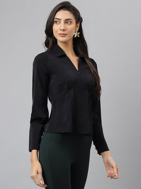 Black Solid Full Sleeve Casual Shirt