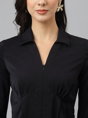 Black Solid Full Sleeve Casual Shirt