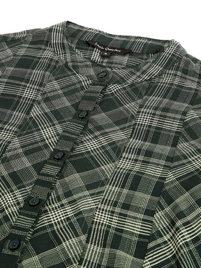 Green Check Half Sleeves Casual Top