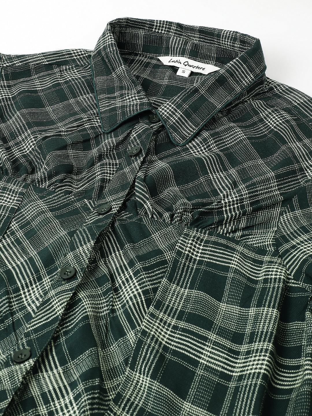 Checks Shirt Casual Short Sleeves Green Shirt