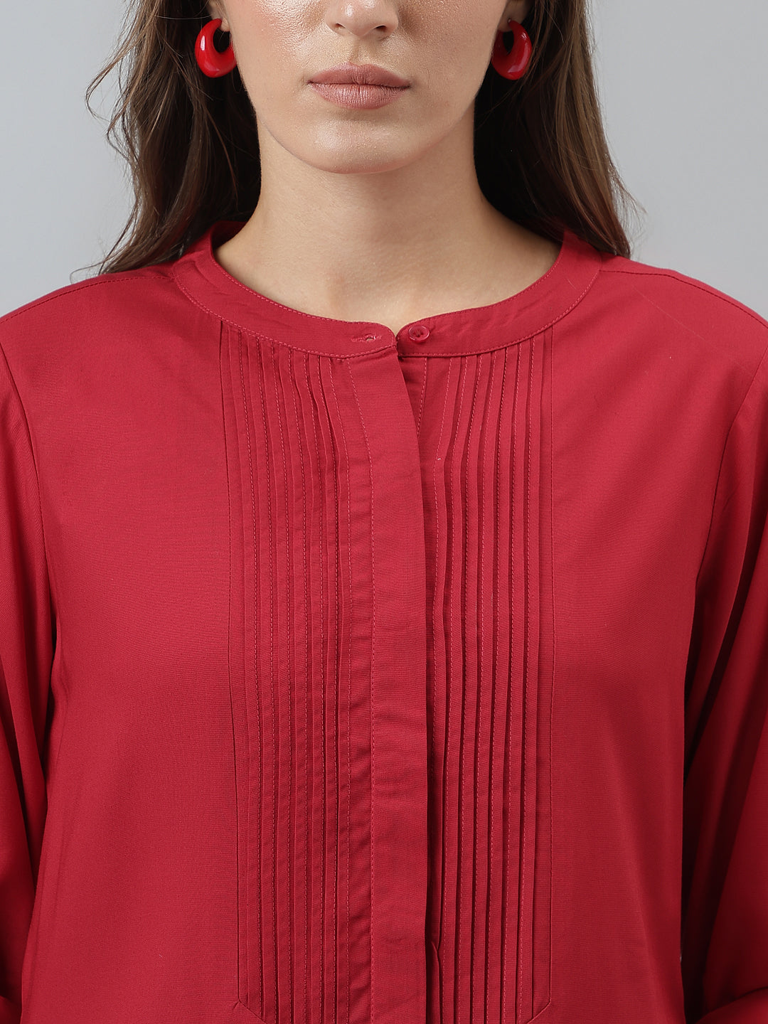 Solid Casual Full Sleeves Red Shirt