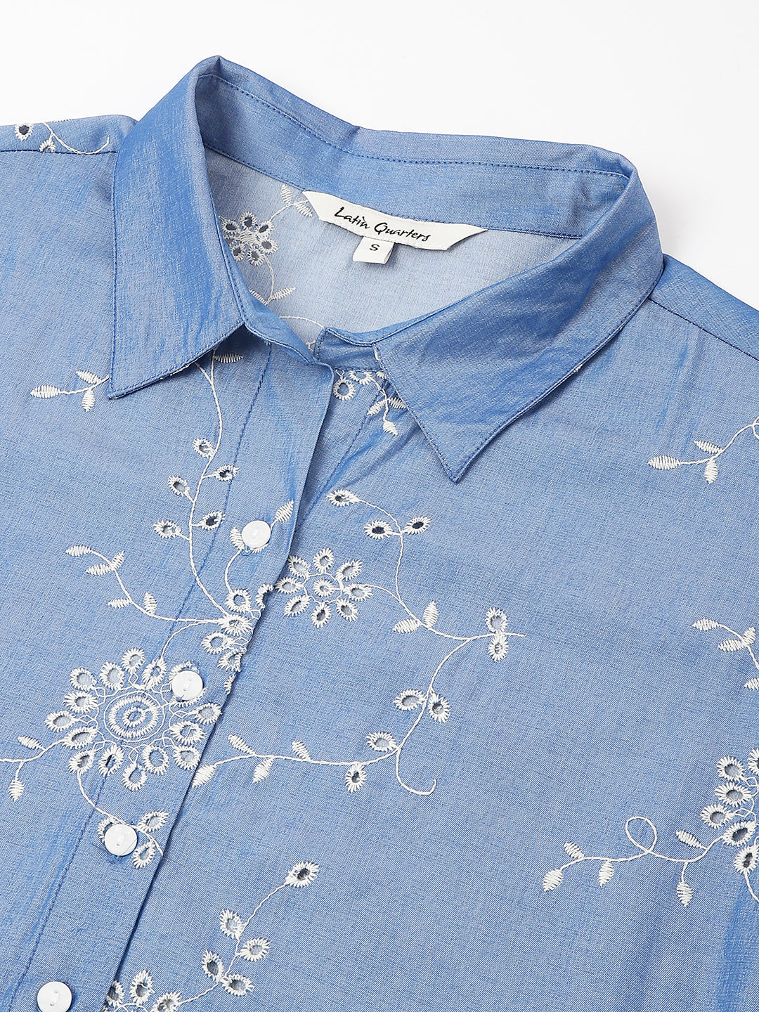 Fresh Blue Short Sleeve Collar Printed Casual Shirt for Effortless Style