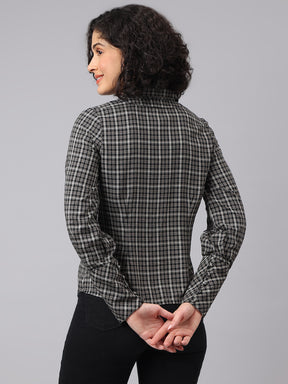 Trendy Black Full Sleeve Collar Checkered Casual Shirt for Effortless Style