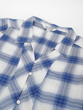 Blue Half Sleeve Collared Neck Check Shirt For Casual Wear