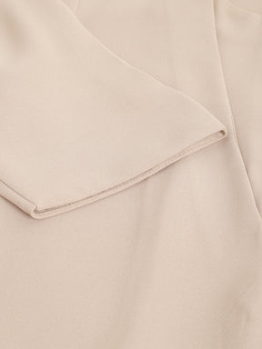 Latin Quarters Women's Beige Half Sleeves Round Neck Casual Solid Top