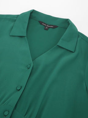 Green Full Sleeve Collared Neck Solid Shirt For Casual Wear