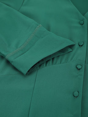 Green Full Sleeve Collared Neck Solid Shirt For Casual Wear