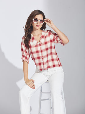 Latin Quarters Women's Red Check Top