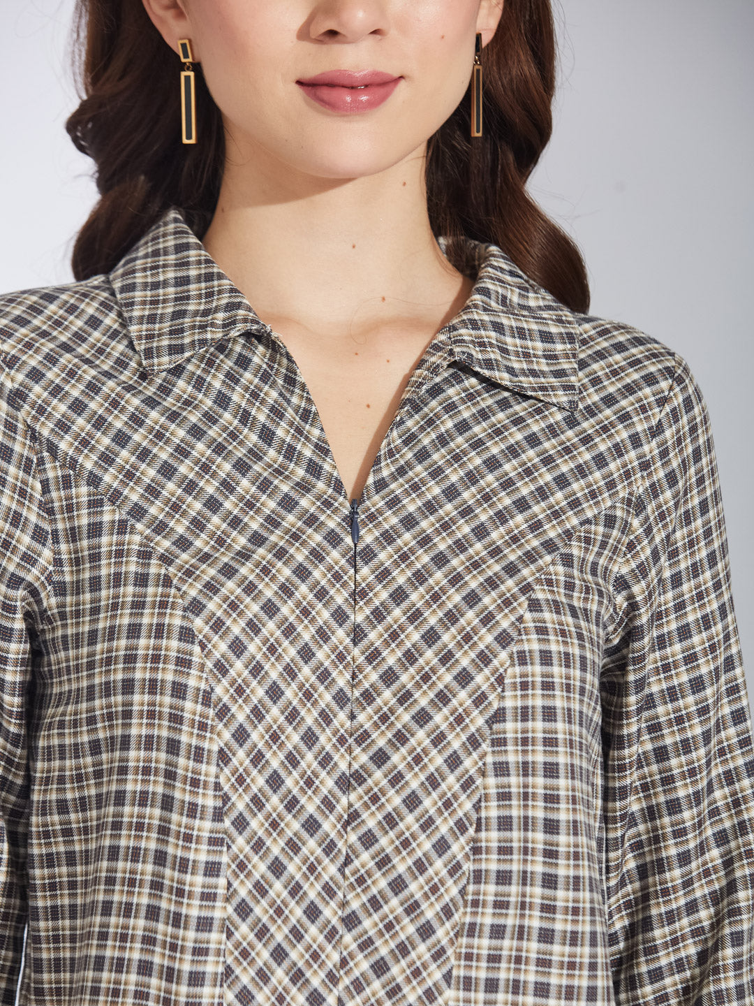 Latin Quarters Women's Brown Check Shirt