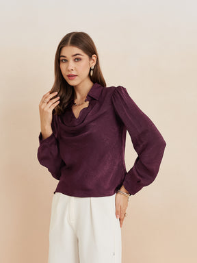 Latin Quarters Women'S Wine Cowl Neck Full Sleeves Solid Casual Top