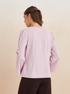 Latin Quarters Women'S Pink Round Neck 3/4Th Sleeves Solid Casual Top