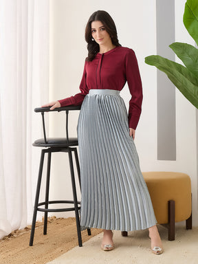 Latin Quarters Women Maroon Solid Full Sleeves Casual Top