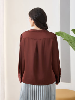 Latin Quarters Women Brown Solid Full Sleeves Casual Top
